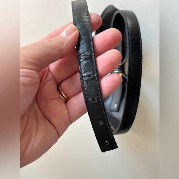 Vintage | Genuine Leather Black Bow Belt Sz M 29” - Picture 5 of 6